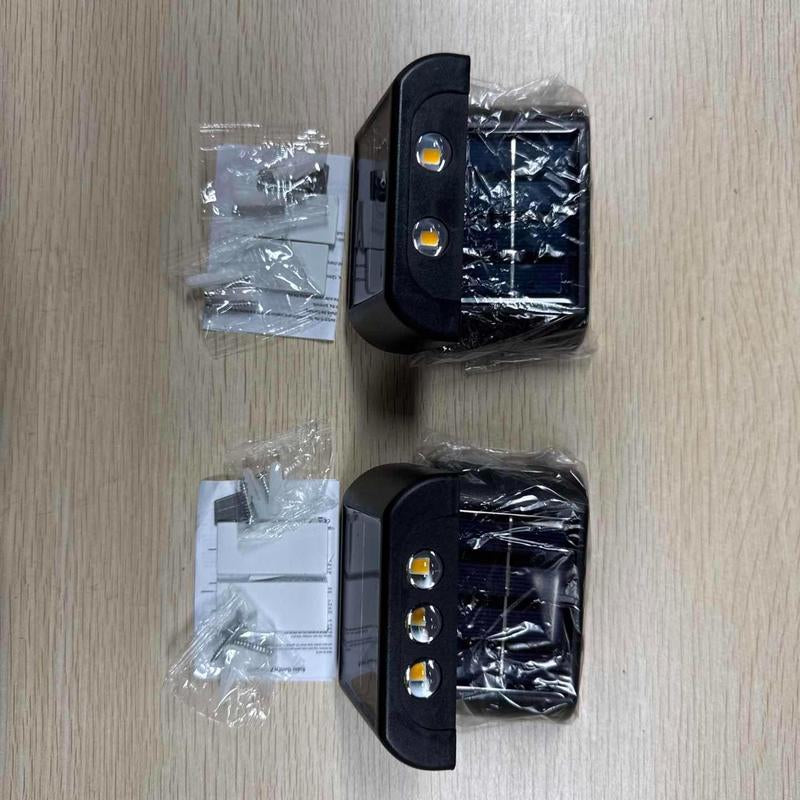 2-Pack Solar Wall Lights, 4/6/8/10 Leds Optional, Warm Light, Solar Charging, Light Sensor Control, No Remote Control Required, Lawn Landscape Lights, Suitable for Outdoor Gardens, Patios, Sidewalks, Party Decorations and Holiday Gifts, Garden Lighting