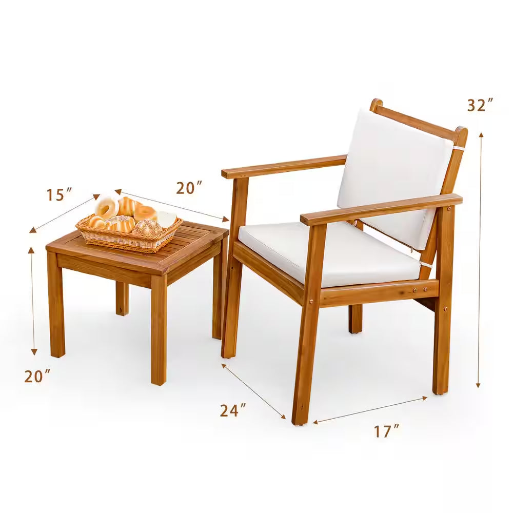 3-Piece Acacia Wood Patio Set