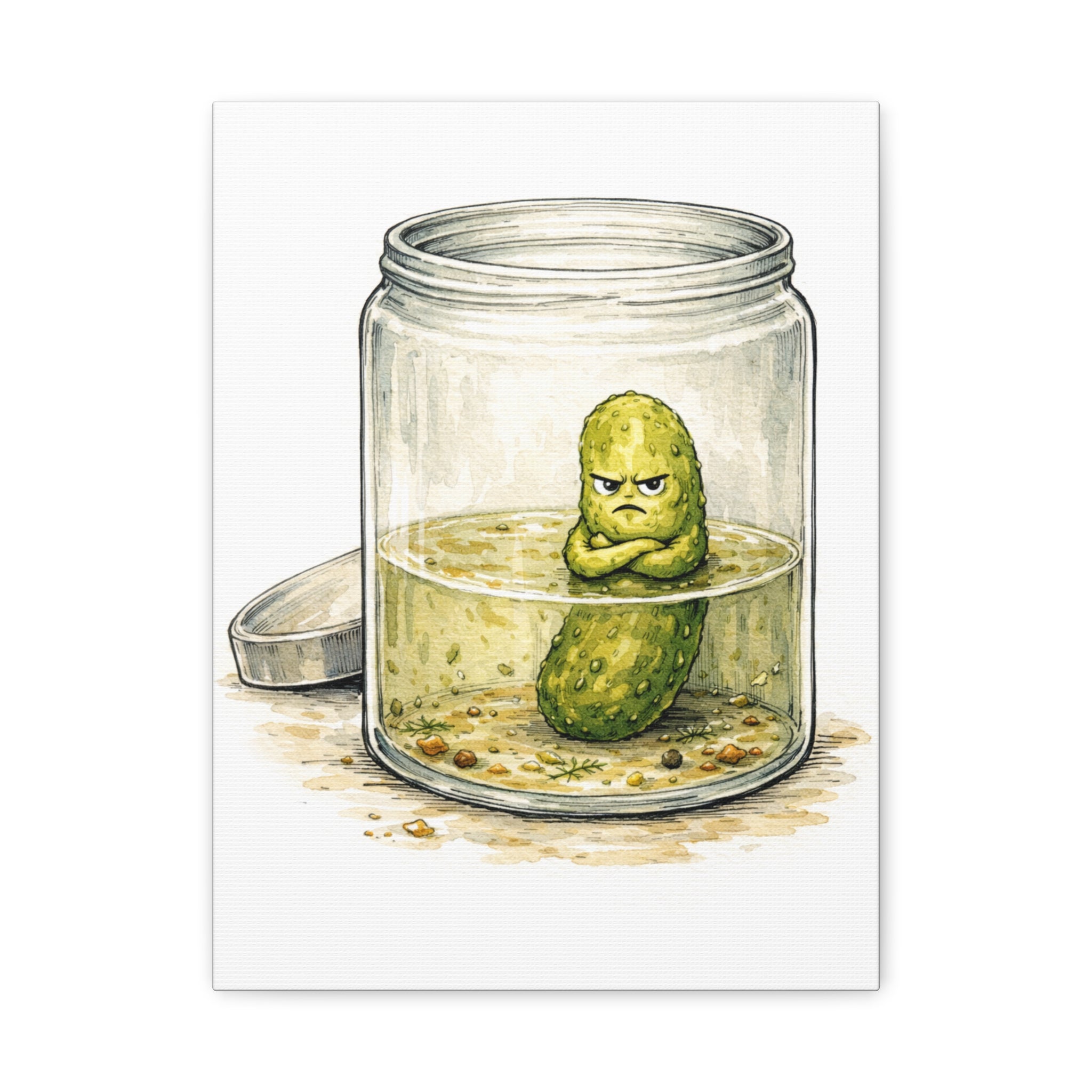 Angry Pickle in a Jar Canvas
