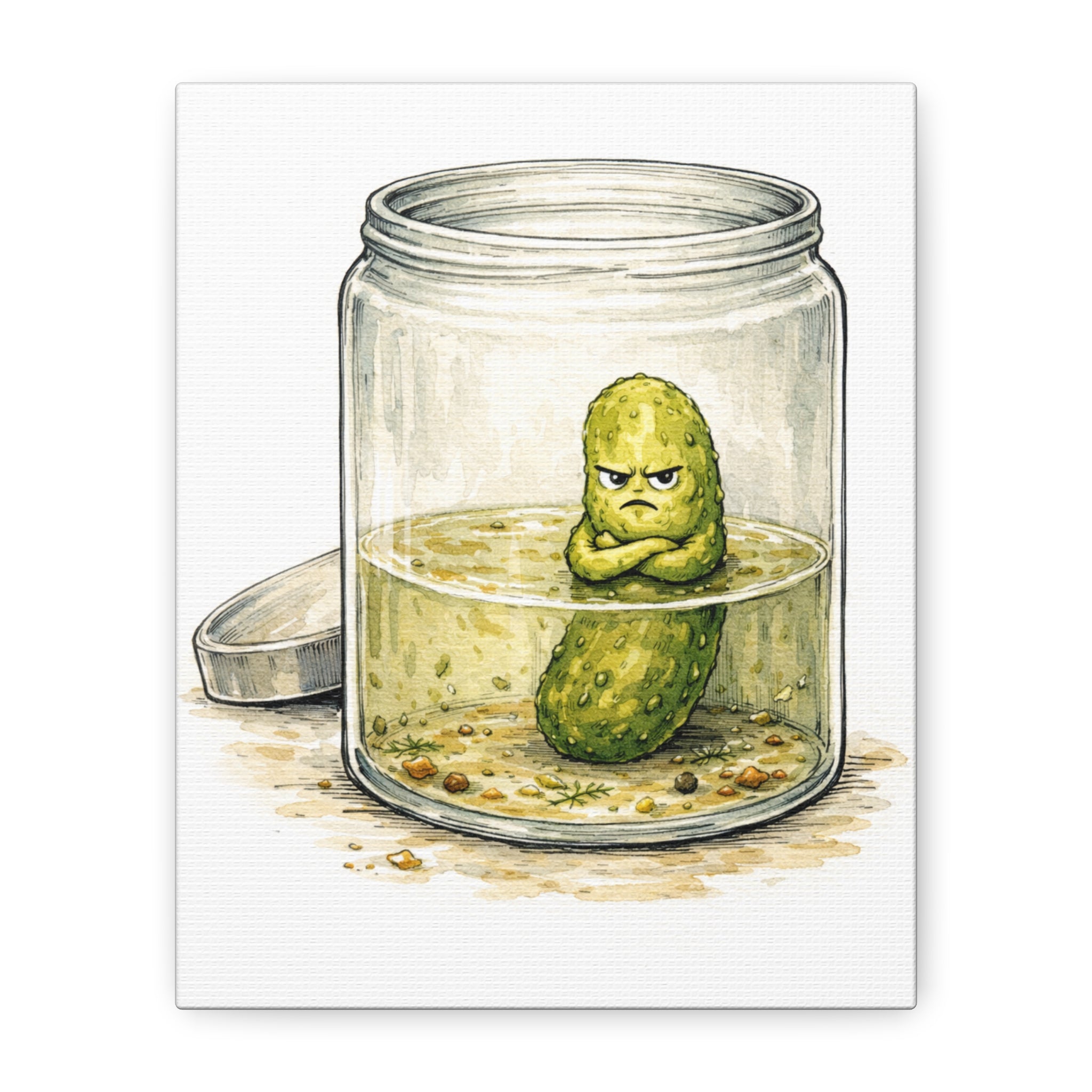 Angry Pickle in a Jar Canvas