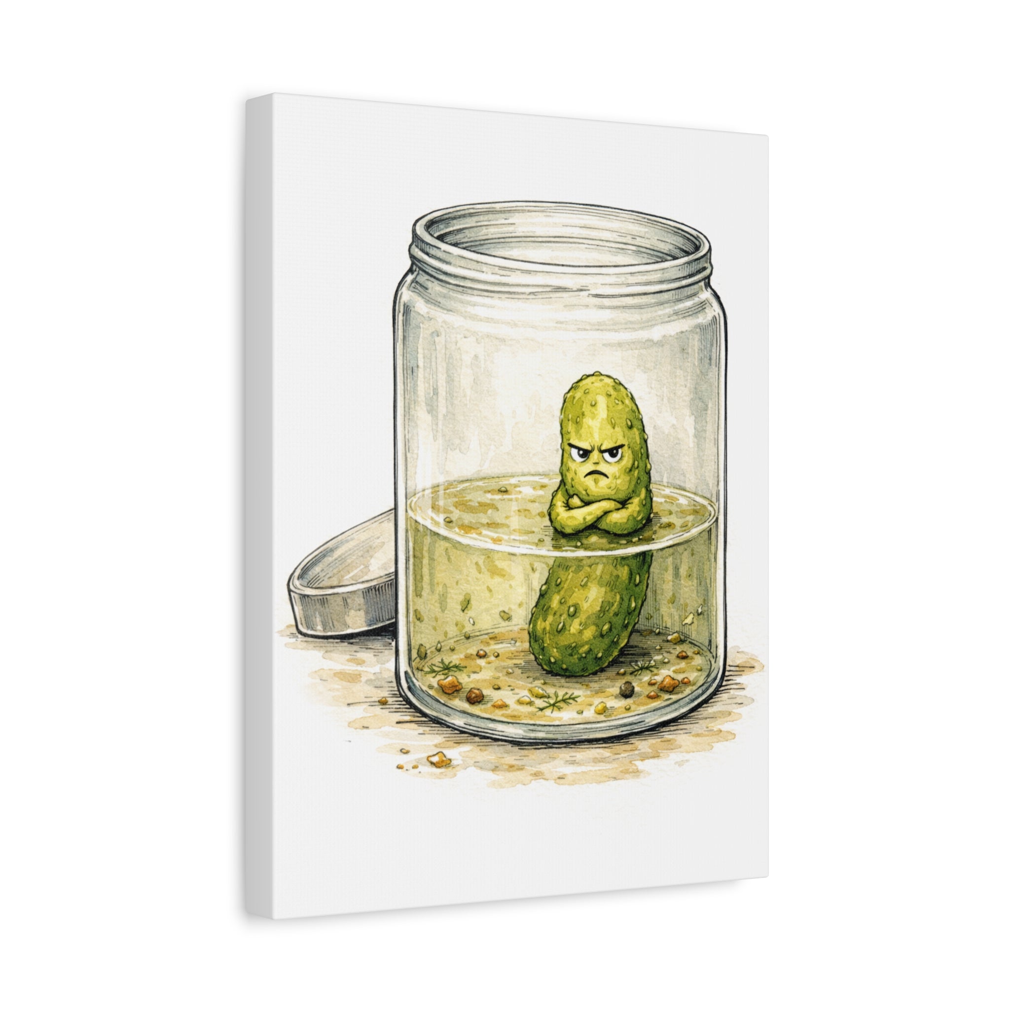 Angry Pickle in a Jar Canvas