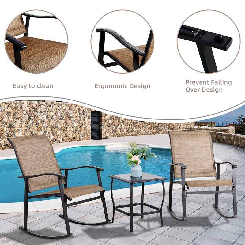 3 Piece Outdoor Furniture Rocking Patio Set