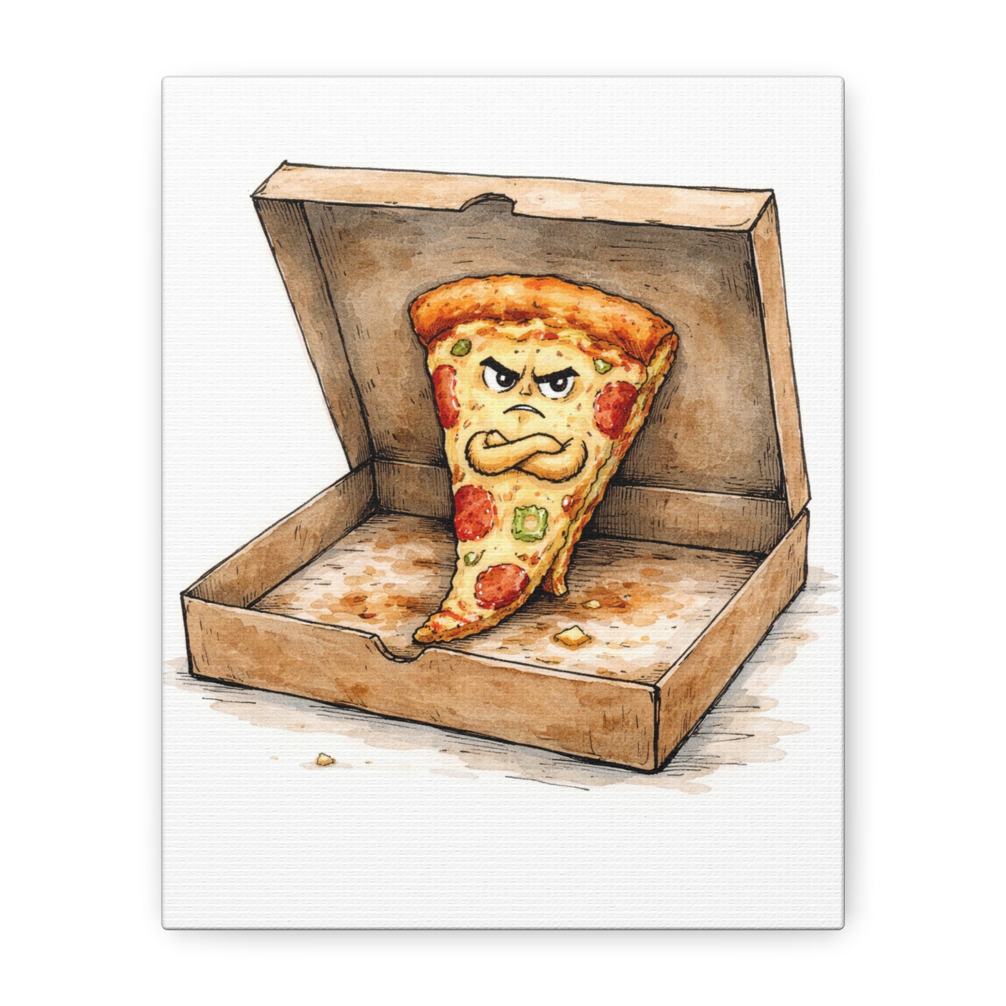 Angry Pizza Slice in a Box - Canvas