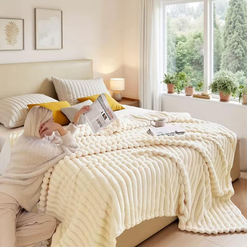 Luxurious Faux Rabbit Fur Throw Blanket 