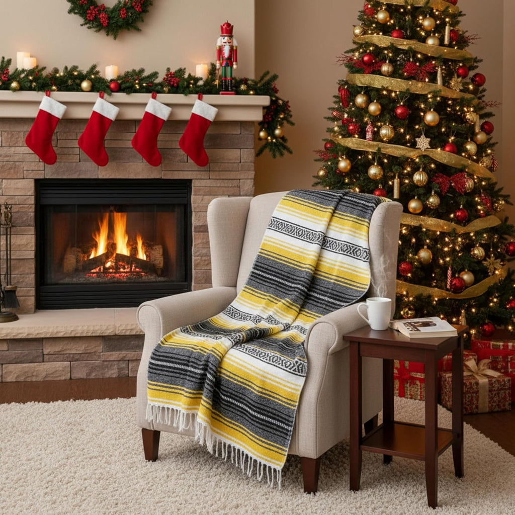 Authentic Handwoven Mexican Blanket - Sunshine