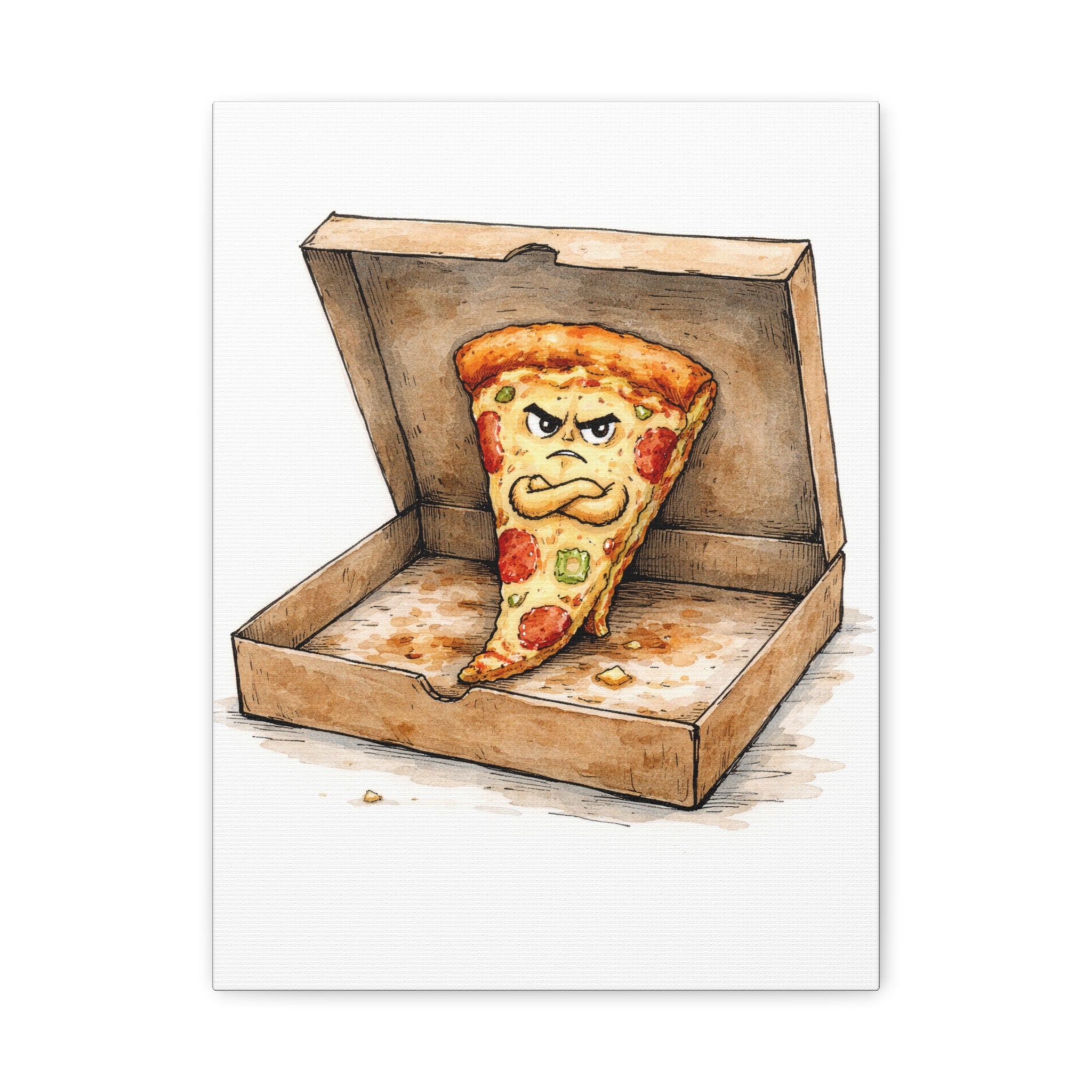 Angry Pizza Slice in a Box - Canvas