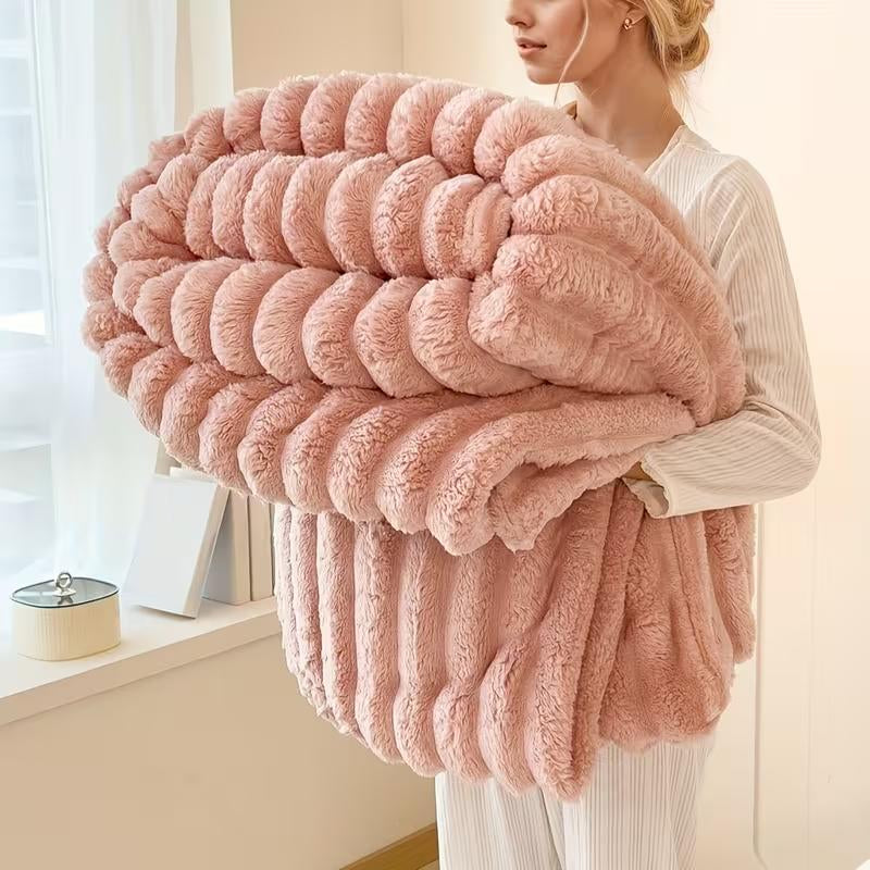 Luxurious Faux Rabbit Fur Throw Blanket 