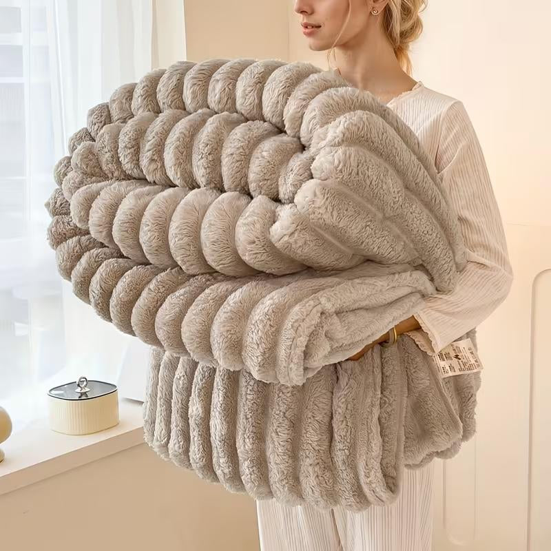 Luxurious Faux Rabbit Fur Throw Blanket 