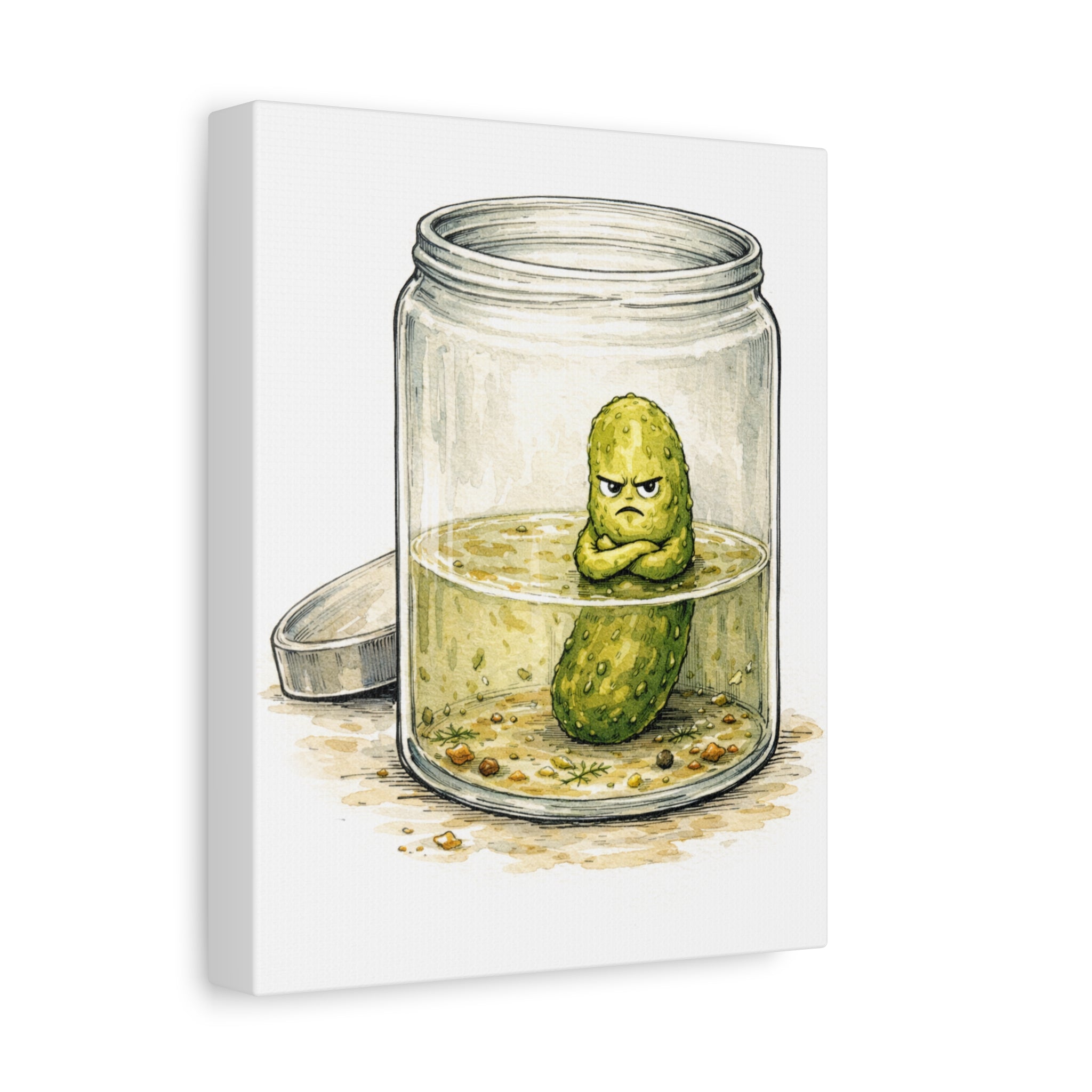 Angry Pickle in a Jar Canvas