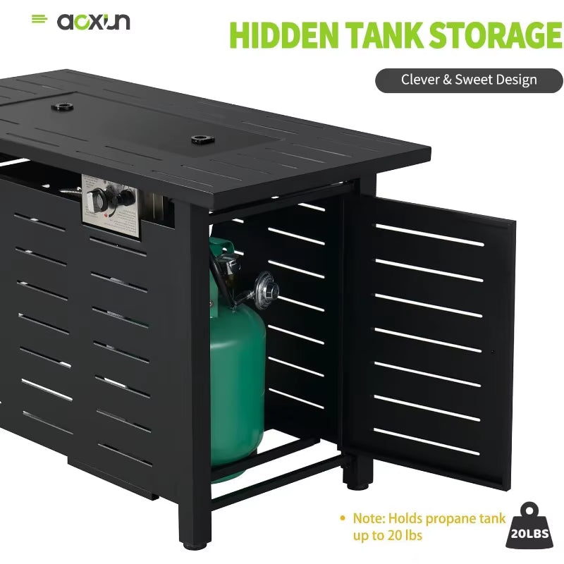 5 Piece Patio Furniture Set with 41'' Metal Fire Pit Table Wicker Rattan Patio Conversation Set Outdoor Sectional Sofa Set