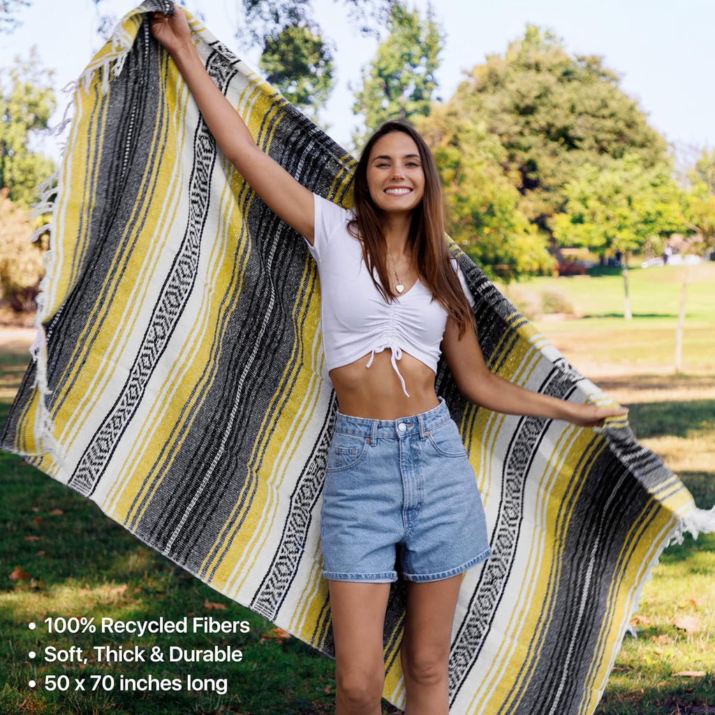 Authentic Handwoven Mexican Blanket - Sunshine