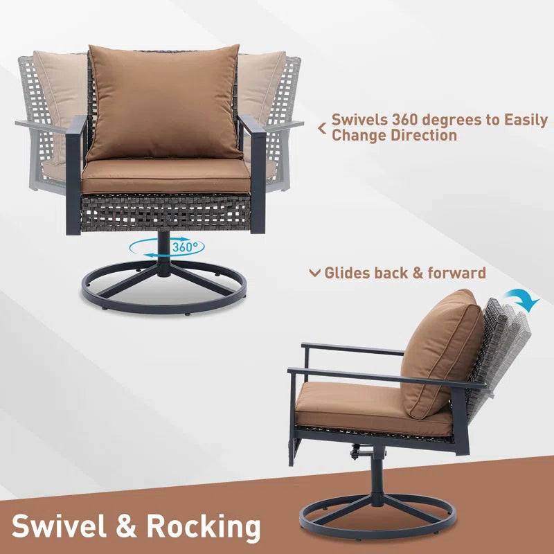 4 Piece Outdoor Furniture Swivel Chair Set