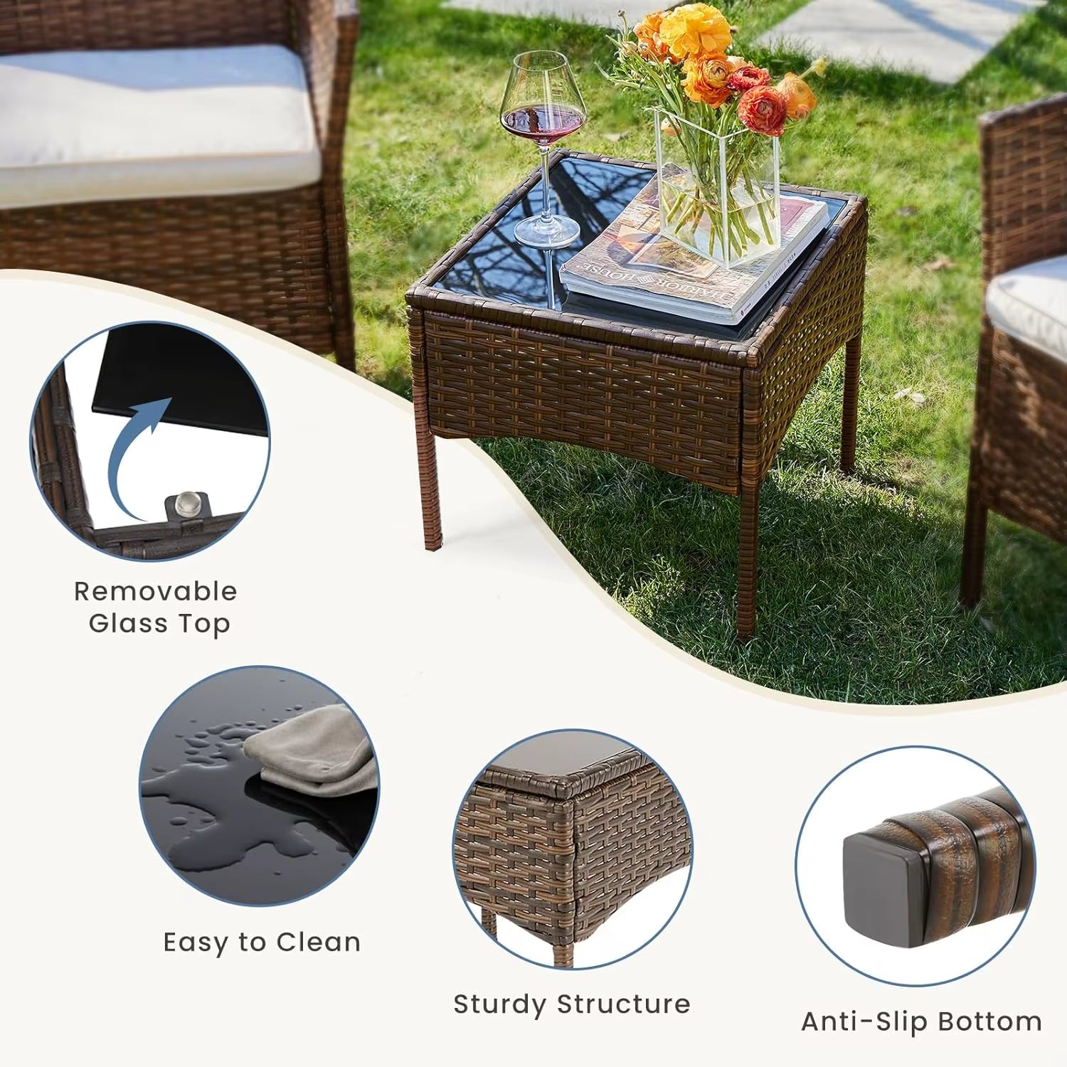 3 Pieces Patio Furniture Set 