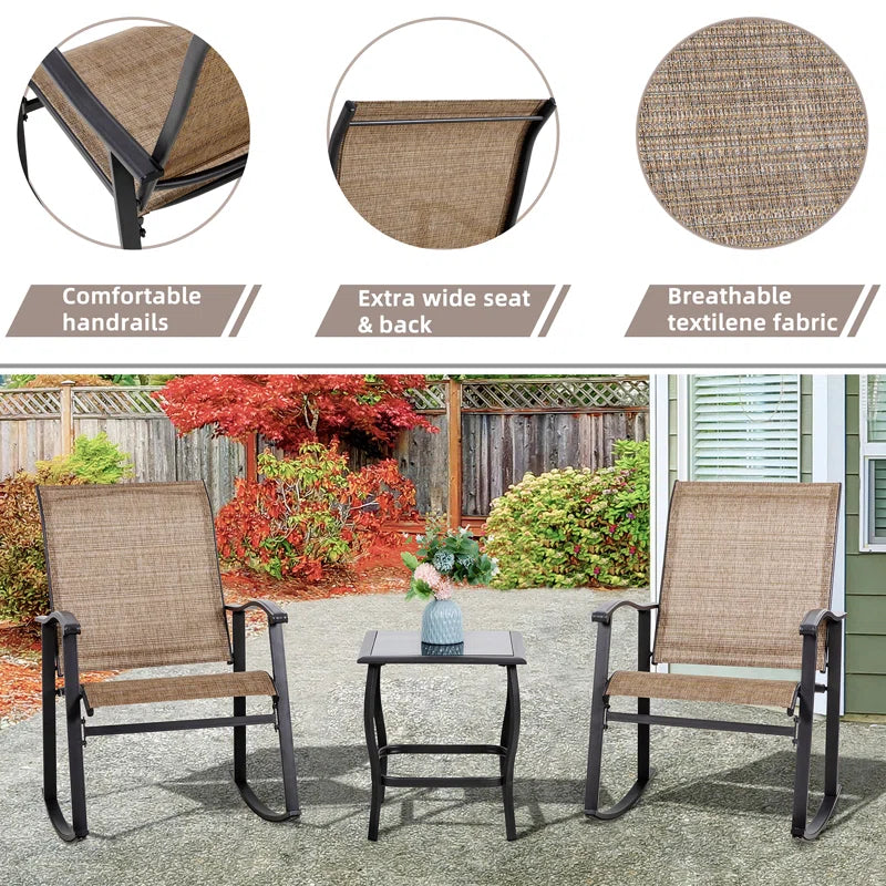 3 Piece Outdoor Furniture Rocking Patio Set