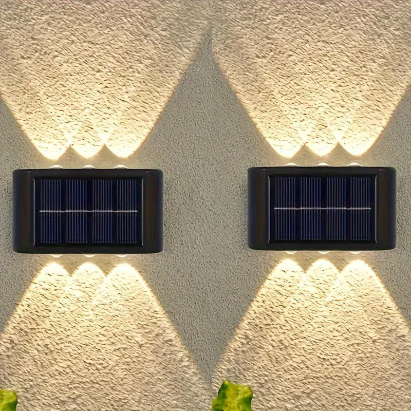 2-Pack Solar Wall Lights, 4/6/8/10 Leds Optional, Warm Light, Solar Charging, Light Sensor Control, No Remote Control Required, Lawn Landscape Lights, Suitable for Outdoor Gardens, Patios, Sidewalks, Party Decorations and Holiday Gifts, Garden Lighting