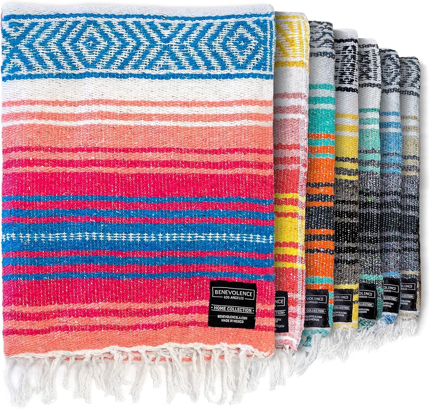 Authentic Handwoven Mexican Blanket - Coral