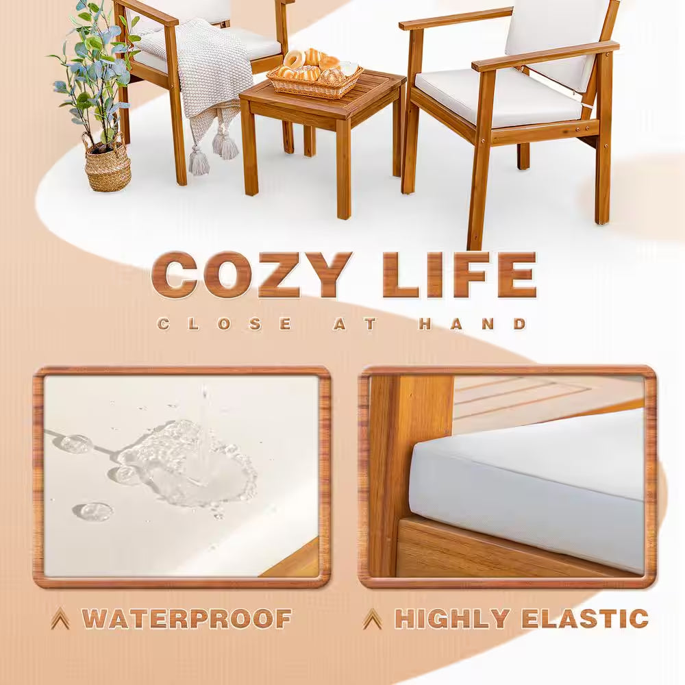 3-Piece Acacia Wood Patio Set