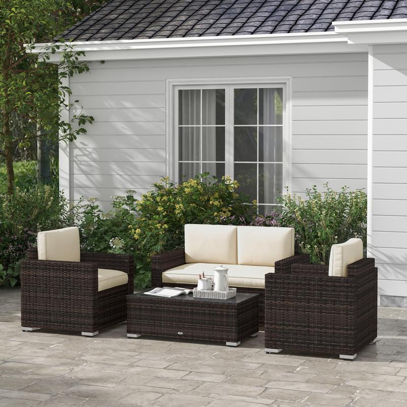 4-Piece Rattan Wicker Furniture Set
