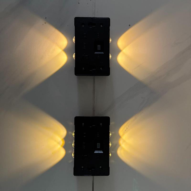 2-Pack Solar Wall Lights, 4/6/8/10 Leds Optional, Warm Light, Solar Charging, Light Sensor Control, No Remote Control Required, Lawn Landscape Lights, Suitable for Outdoor Gardens, Patios, Sidewalks, Party Decorations and Holiday Gifts, Garden Lighting