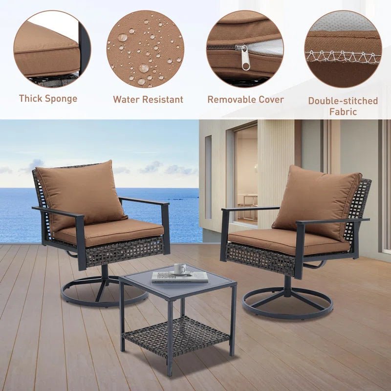 4 Piece Outdoor Furniture Swivel Chair Set