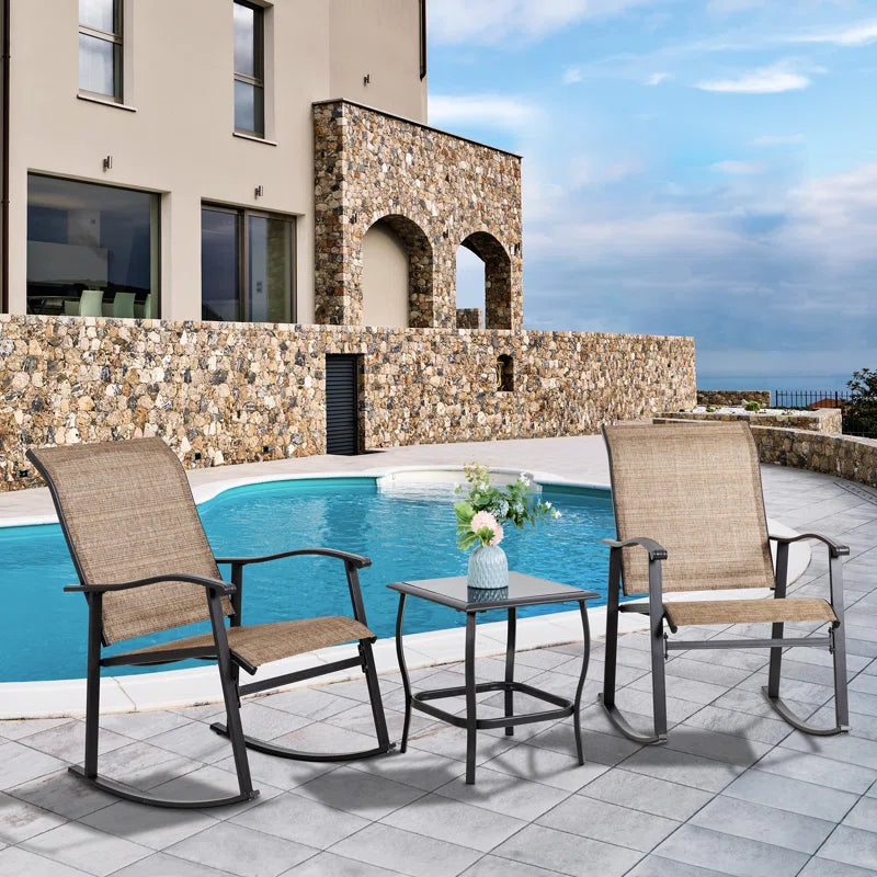 3 Piece Outdoor Furniture Rocking Patio Set