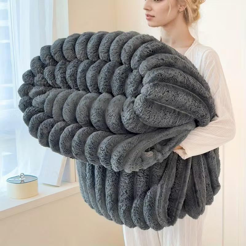 Luxurious Faux Rabbit Fur Throw Blanket 