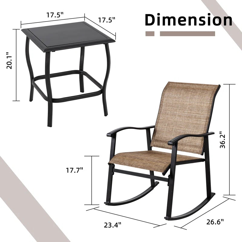 3 Piece Outdoor Furniture Rocking Patio Set