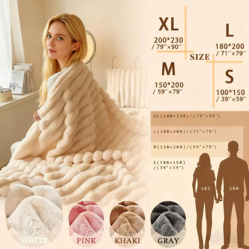 Luxurious Faux Rabbit Fur Throw Blanket 