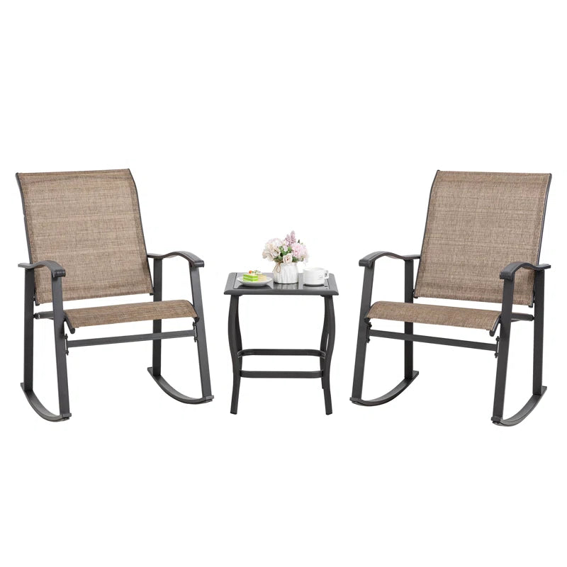 3 Piece Outdoor Furniture Rocking Patio Set